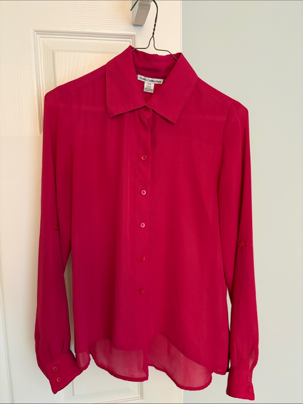 Dalia Collection Women's Bright Fuchsia Button-Down Shirt